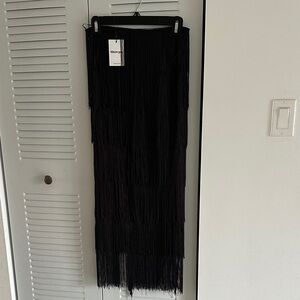 Showpo Black Fringe Maxi Skirt